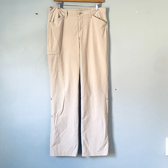 Eddie Bauer Pants Size 10 Tan Roll Tab Hem Convertible Hiking Outdoor Gorpcore - Picture 1 of 11